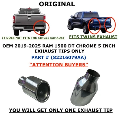 20 21 22 23 24 2025 RAM 1500 2019 cromo 5 pulgadas punta de escape 82216079AA Foto 1 de 4