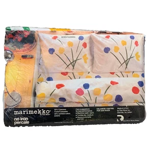NOS VTG Marimekko Seven Flowers Twin Fitted Sheet Dan River USA Percale 70s NEW - Picture 1 of 8