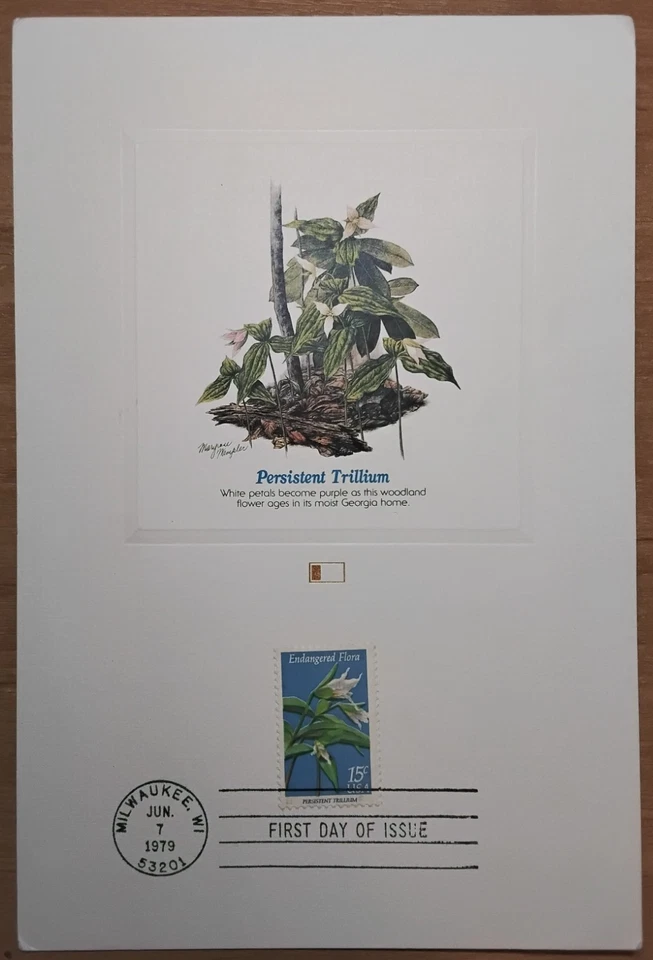 1979 USA PERSISTENT  TRILLIUM First day card Milwaukee Fleetwood Wampler artwork - image 1 of 1
