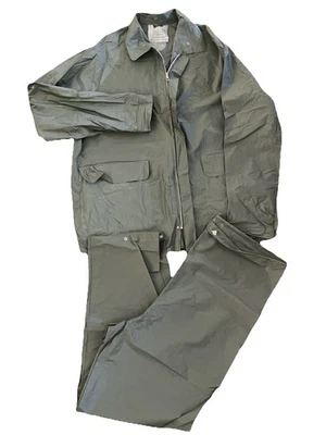 Vintage Kmart Mens Small Army Green Plastic Rain Pants And Jacket Set - Image 1 of 4