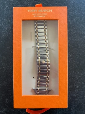 $195 TORY BURCH Apple Watch Correa Acero Inoxidable Dos Tonos TBS0087 Auténtico con Caja Foto 1 de 4