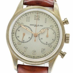 MONTBLANC WATCH REF. 118223 1858 AUTOMATIC CHRONOGRAPH GOLD DIAL BRONZE MEN'S - Picture 1 of 6