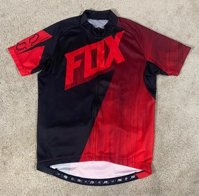 Camisa grande Fox para hombre Livewire descenso ciclismo cremallera completa jersey rojo negro FoxBike Foto 1 de 4