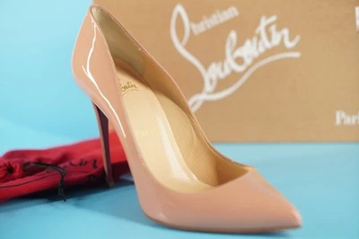 Christian Louboutin Pigalle Follies Nude Patent Pointy Pumps Size 38.5 NIB $845 - Image 1 of 4
