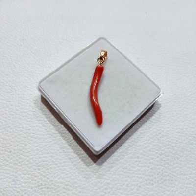 Natural Red Coral Horn Beaded Pendant Coral Necklace Pendant Coral Reef Pendant - Image 1 of 4