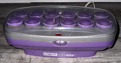 Conair Ion блеск горячие ролики 12 бигуди Jumbo флокированный + зажимы проверены - работает! - Изображение 1 из 4