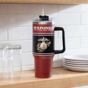 40oz Stainless Steel Canyon Cup w/ Straw, US Marine Corps - Picture 1 of 2