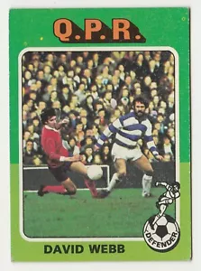 Topps Football rojo y gris espalda 1975 #132 Queens Park Rangers QPR David Webb - Imagen 1 de 2