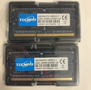 New TECMIYO 2 x 4GB PC3L-12800S DDR3/DDR3L 1600MHZ Sodimm Laptop Memory RAM - Picture 1 of 3