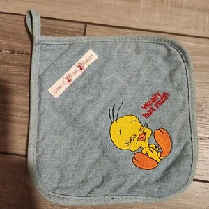 Vintage Looney Tune Market Oven Mitt Denim Tweety Bird Cartoon Pot Holder Trivet - Picture 1 of 5