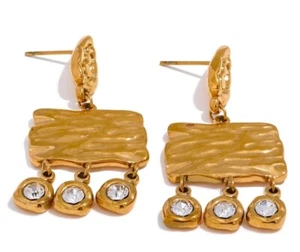 Tassel Earrings Dangle Drop Cubic Zirconia Gold Plated Jewelry for Women Gift - Picture 1 of 14