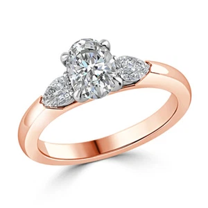 2.50 Ct Oval Cut Real Moissanite Engagement Ring 14K Solid Rose Gold Size 6 7 8 - Picture 1 of 8