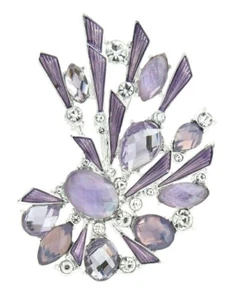 Napier Purple Stone Burst Spray Lilac Silver Tone Brooch Pin NEW w Box  - Picture 1 of 2