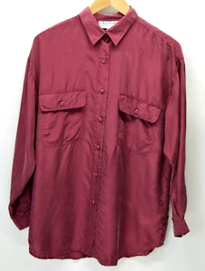 Jay Jacobs Silk Shirt Mens L Wine Purple Long Sleeve Button Up Lightweight - Picture 1 of 11