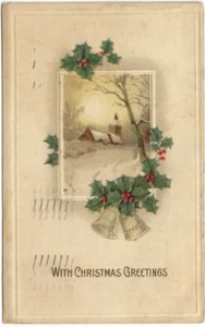 Mit Weihnachtsgrüßen gestempelt 1915 Marion Ohio antike Postkarte - Bild 1 von 2