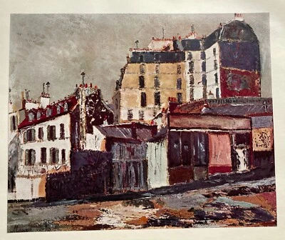 Impresión artística francesa vintage de Maurice Utrillo 1953 sin marco 11x14,6 paisaje urbano Foto 1 de 4