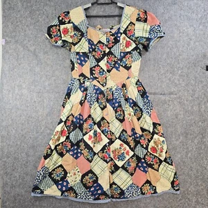 Vtg Capricci by Marcel Dress Womens Extra Large Multicolor Patchwork Button-up - Picture 1 of 12