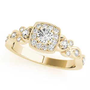 1.00 Ct Round Simulated Diamond Engagement Ring 14K Solid Yellow Gold Size 6 7 - Picture 1 of 7