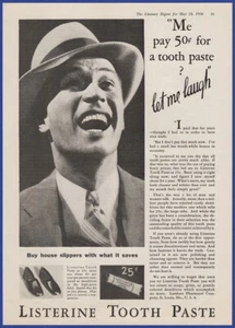 Vintage 1930 LISTERINE Zahnpasta Dentalhygiene Ephemera 30er Printanzeige - Bild 1 von 1