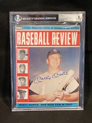 MICKEY MANTLE FIRMADO 1964 REVISIÓN DE BÉISBOL QUIOSCO REVISTA BECKETT ¡LOSA!! Foto 1 de 3