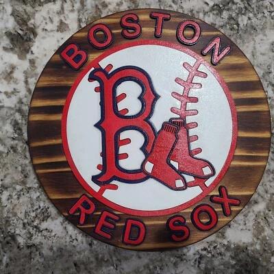 10" Handmade Boston Red Sox Sign - Image 1 of 3