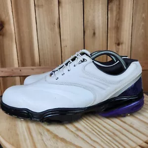 FootJoy Sport Golf Shoes Mens 10 M White Purple Leather Soft Spike Sneakers - Picture 1 of 10