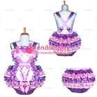 sissy maid short lilac pink satin Romper jumpsuits panties Unisex tailor-made