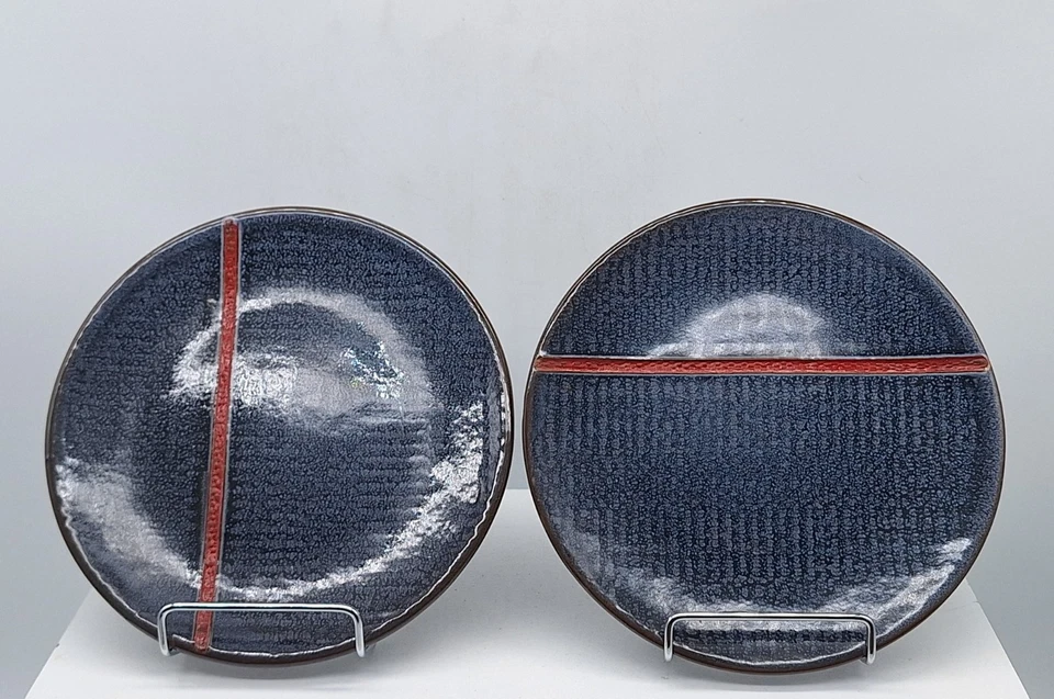 2 Platos de Gres Levi Target Rojo Rayas Aperitivo 6-3/4 S Azul Strauss SF Cal Foto 1 de 4