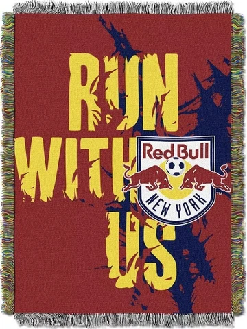 MLS New York Red Bull “Run With Us” 48x60in Woven Tapestry Blanket Throw Cover