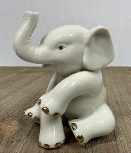 Lenox Porcelana Elefante Blanco Borde Oro 24K Excelente Estado - Imagen 1 de 13