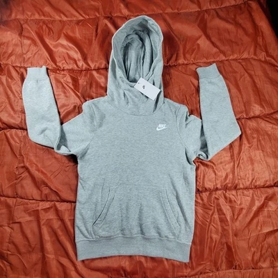 NWT Nike Sportswear Womens XS / Youth XL Funnel-Neck Fleece Pullover Hoodie Grey - Image 1 of 4