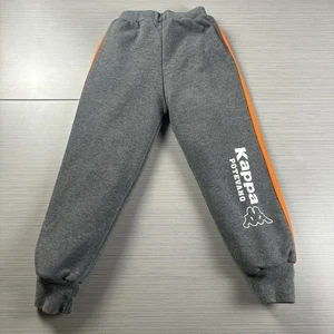 Kappa Potevano Pants Youth Medium Gray Orange Stripe Fleece Lined Warm Joggers - Picture 1 of 8