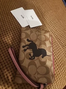 Brand New Authentic Coach Signature Unicorn Motif Wristlet - Picture 1 of 3