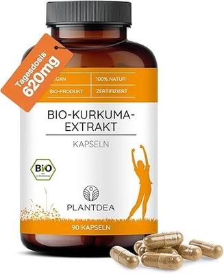 Bio Kurkuma Extrakt  620 mg /Tag  I 90 vegane Kapseln hochdosiert I  mit Piperin - Bild 1 von 4