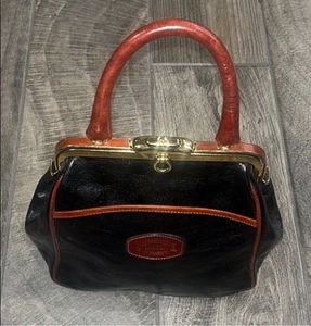 Vintage Oroton Black & Brown Leather Doctor Bag In Excellent Condition  12”X9”X4 - Picture 1 of 10