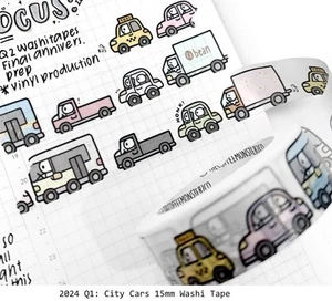 NEW The Coffee Monsterz Co TCMC City Cars 15mm Washi Tape Roll 2024 Q1 Sub - Picture 1 of 3