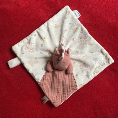 🇫🇷 DOUDOU LINA JOY DRAGON LICORNE ROSE LANGE VELOURS TETINE NOUKIE’S TTBE - Photo 1/4