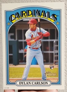 DYLAN CARLSON 2021 Topps Heritage THROWBACK UNIFORM VARIATION SP 5x7 #/49  - Picture 1 of 1