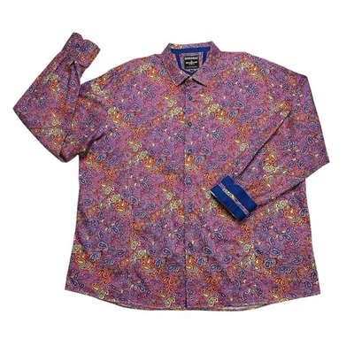 Barabas Paisley Shirt Men 3XL Multicolor w/Flip Cuff Long Sleeve Button Down EUC - Image 1 of 4