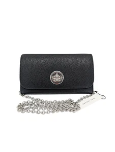 Marc Jacobs Turnlock Crossbody Chain Wallet Black Leather Purse Bag - Picture 1 of 9