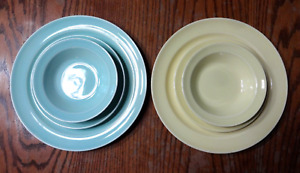 Vintage Lu-Ray Pastels 9-1/4" Dinner Plate Bread Plate Fruit Bowl Green Yellow