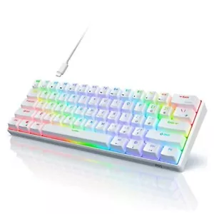 RK61 Wired 60% Mechanical Gaming Keyboard Hot-Swappable Red Switch White - Picture 1 of 7