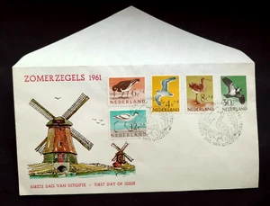 1961 SUMMER CHARITY BIRDS WILDLIFE SET FDC AS ISSUED WITHOUT ADDRESS NEDERLANDK2 - Picture 1 of 1