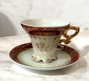 Royal Sealy Japan Teetasse & Untertasse 89/5C irisierend rot & gold Made in Japan - Bild 1 von 5