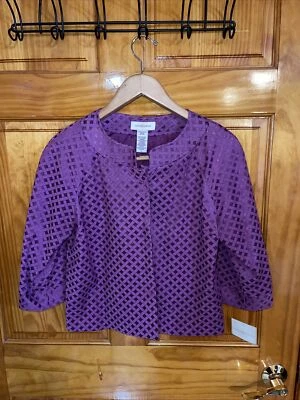 Chaqueta Blazer Forrada Manga 3/4 Diseño Tejido Violeta Púrpura Nueva con Etiquetas Covington Talla S Foto 1 de 4