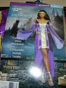 HALLOWEEN COSTUME Enchanting Maiden Princess Women S 4-6 Purple Dress Headpiece - Picture 1 of 9
