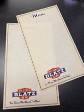 NOS Vintage Blatz Beer Paper Menu Inserts.