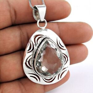 Natural Crystal Gemstone Pendant Tribal 925 Sterling Silver Jewelry L45