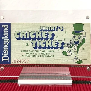 Vintage 1970’s Jiminy’s Cricket Ticket For Kids Disneyland In Acrylic Frame - Picture 1 of 5