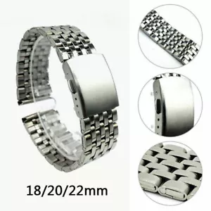 18-22mm Edelstahl Metall Silber Uhr Band Armband Metallarmband Edelstahlarmband - Picture 1 of 4